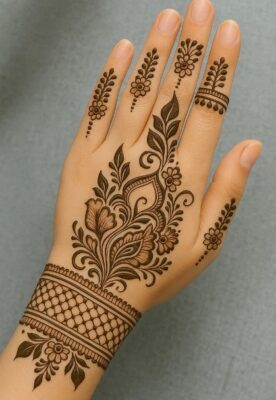 Arabic Back Hand Mehndi Design Photos