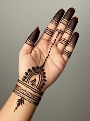Beautifully drawn Royal Front Hand Mehndi Design
