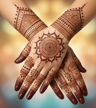 Bridal look with Full Hand Mehndi Design