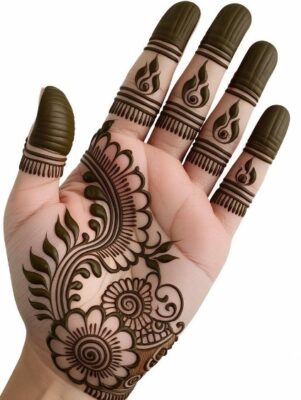 Front Hand Simple Mehndi Design completes beauty