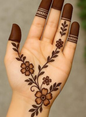 Front Hand Simple Mehndi Design for girls