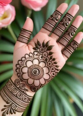 Front Hand Simple Mehndi Design is easy