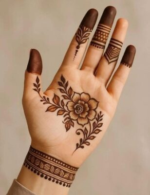 Front Hand Simple Mehndi Design looks cute