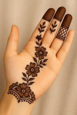 Front Hand Simple Mehndi Design looks graceful
