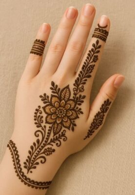 Gorgeous Back Hand Mehndi Design for beginners