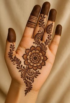 Gorgeous Easy Arabic Mehndi Design for front hand