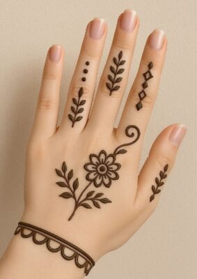 Simple Back Hand Mehndi Design for parties