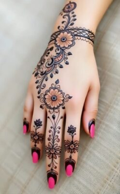 Simple Mehndi Design looks elegant