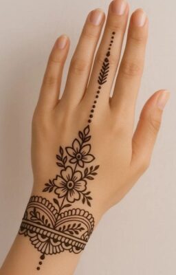 Stylish Back Hand Mehndi Design for brides