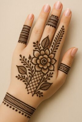 Trendy Back Hand Mehndi Design for functions