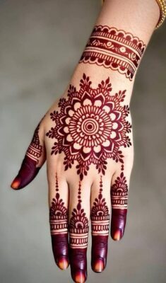 Trendy look with Stylish Back Hand Mehndi Designs