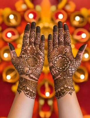 Unique and bold Full Hand Mehndi Design