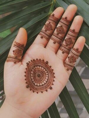 A Front Hand Simple Mehndi Design blends traditional and modern styles