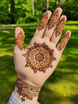 A Front Hand Simple Mehndi Design suits every age group