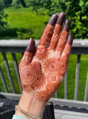 A shaded Arabic Mehndi Design adds depth and charm