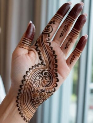 Artistic Front Hand Mehndi Design shows creativity