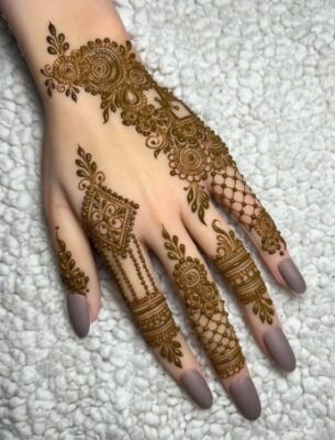 Back Hand Mehndi Design is perfect for weddings