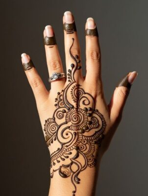Back Hand Mehndi Design looks elegant and neat