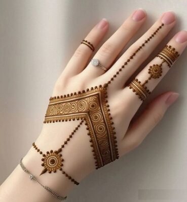 Back Hand Mehndi Design looks minimal yet beautiful