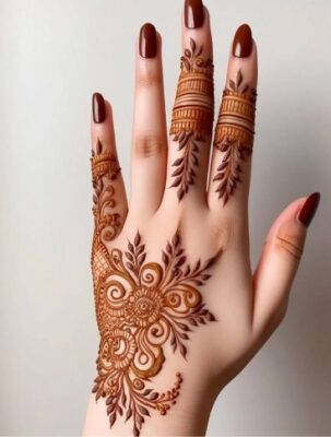 Back Hand Mehndi Design looks stylish on girls