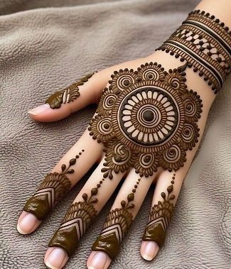 Back Hand Mehndi Design matches festive outfits