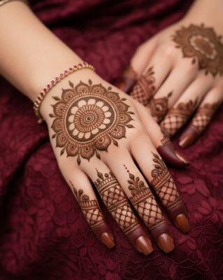 Back Hand Mehndi Design suits party looks