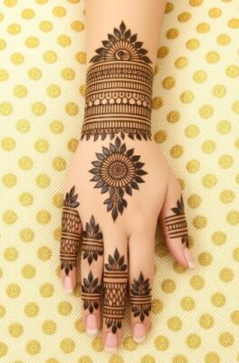 Back Hand Mehndi Design with mandala is graceful