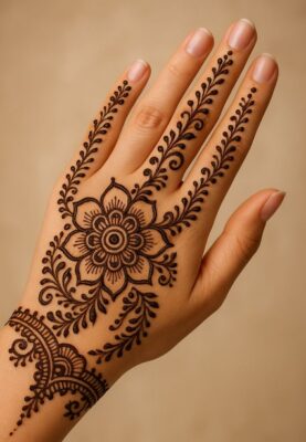 Back hand Arabic Mehndi Design gives classy vibes