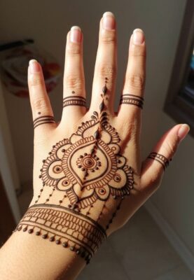Beautiful Arabic Mehndi Design enhances hand beauty