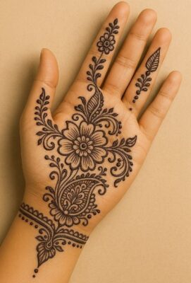 Beautiful Arabic Mehndi Design enhances hand beauty