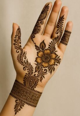 Creative artists love Front Hand Simple Mehndi Design