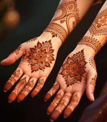 Creative artists make beautiful Front Hand Mehndi Design