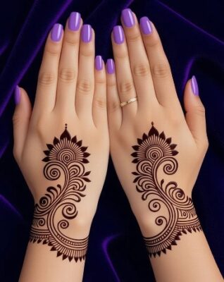 Cute Back Hand Mehndi Design looks graceful