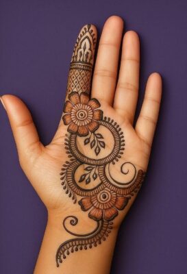 Dark-stain Mehndi Design Front Hand looks rich