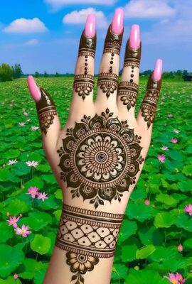 Elegant Back Hand Mehndi Design adds charm