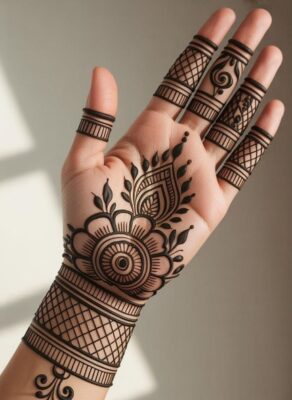 Elegant Front Hand Mehndi Design enhances beauty