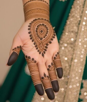 Elegant Front Hand Mehndi Design highlights hand beauty
