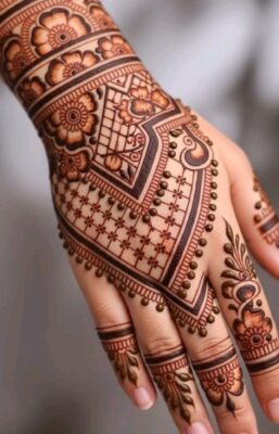 Floral Back Hand Mehndi Design adds a soft and pretty touch