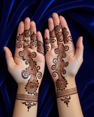 Floral Front Hand Simple Mehndi Design gives beauty