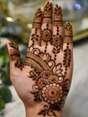 Floral Mehndi Design Front Hand adds a soft touch