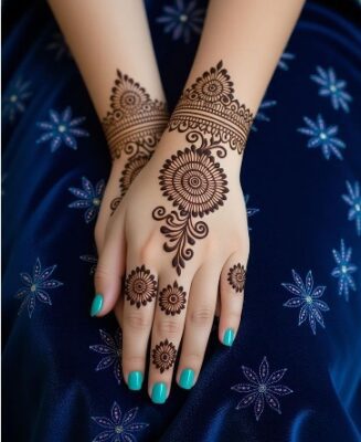 Floral touch makes Back Hand Mehndi Design special