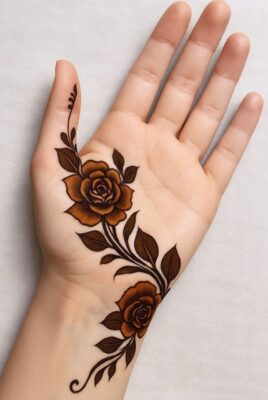 Front hand Arabic Mehndi Design looks charming