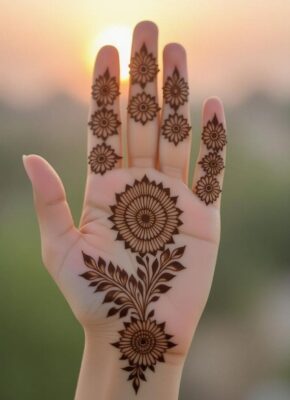 Gorgeous Front Hand Mehndi Design suits all ages