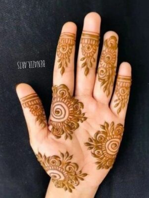 Heavy Mehndi Design Front Hand creates a bridal look