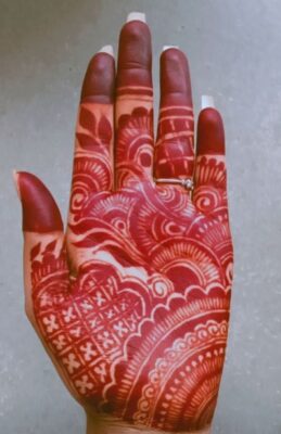 Heavy detailing makes a Royal Front Hand Mehndi Design unique