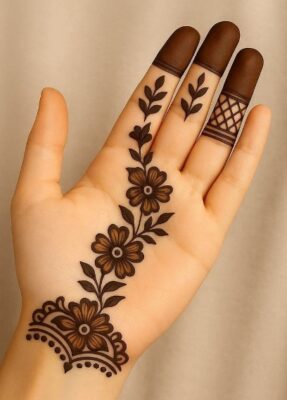 Kids’ Mehndi Design Front Hand is simple and cute