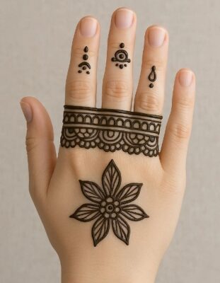 Mehndi Design Simple uses leaves and dots