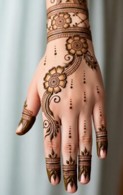 Minimal Back Hand Mehndi Design is perfect for beginners