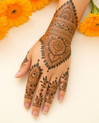 Minimal Back Hand Mehndi Design looks elegant