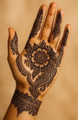 Minimal Front Hand Simple Mehndi Design looks chic